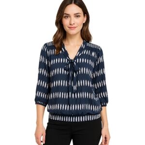 Seren Navy & White Printed Blouse – Size L.